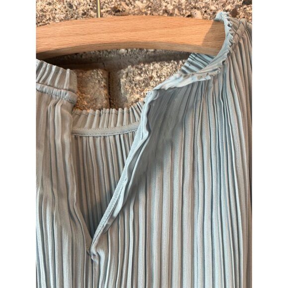 J.Crew Small Pleated Long-Sleeve Top With Ruffle Detail In Light Blue - Picture 9 of 9